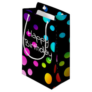 Petit Sac Cadeau Joyeux Points Arc-en-Ciel d'anniversaire