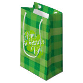 Petit Sac Cadeau Joyeux Saint Patrick's Day Tartan vert Lucky Clove (Devant Angle)