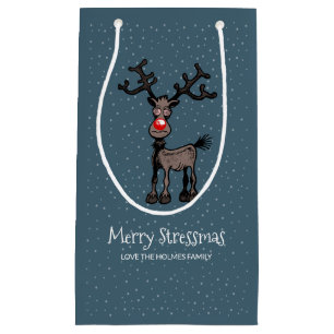 Petit Sac Cadeau Joyeux Stress Noël avec Rudolph le renne