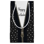 Petit Sac Cadeau Joyeux Zipper Anniversaire En Pois (Devant)