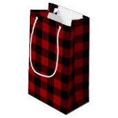Petit Sac Cadeau Joyeux Zipper Anniversaire Sur Buffalo Plaid (Dos Angle)