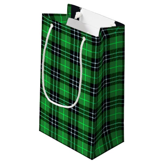 Petit Sac Cadeau Joyeux Zipper Anniversaire Sur Tartan Plaid (Dos Angle)
