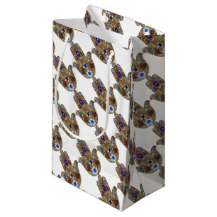 Petit Sac Cadeau Judaica Hamsa Coeurs Fleurs Opal Art Imprimer