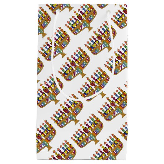 Petit Sac Cadeau Judaica Happy Hanukkah (Devant)