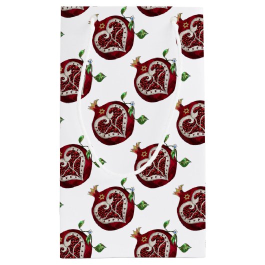 Petit Sac Cadeau Judaica Pomegranate Heart Hanoukka Rosh Hashanah (Dos)