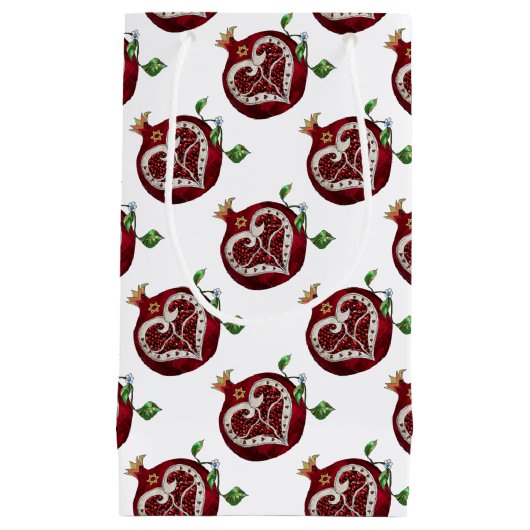 Petit Sac Cadeau Judaica Pomegranate Heart Hanoukka Rosh Hashanah (Devant)