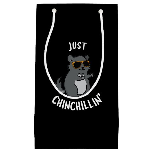 Petit Sac Cadeau Juste Chin-Chillin Funny Chinchilla Pun Dark BG (Devant)