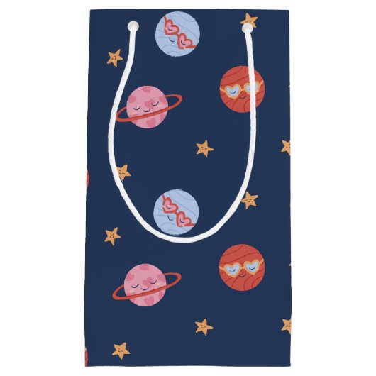 Petit Sac Cadeau Kids Space Mini Pattern with Planets & Stars (Devant)