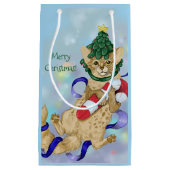 Petit Sac Cadeau Kitty Chat Noël (Devant)
