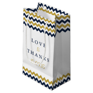 Petit Sac Cadeau La collection Mariage moderne Chevron - Marine & G