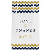 Petit Sac Cadeau La collection Mariage moderne Chevron - Marine & G (Devant)