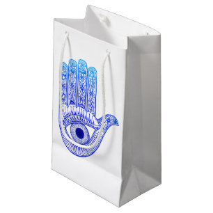 Petit Sac Cadeau La défense de main bleue de Hamsa/oeil