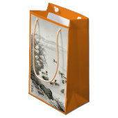 PETIT SAC CADEAU LA NATATION JAPONAISE D'IMPRESSION DE BOIS DE (Devant Angle)