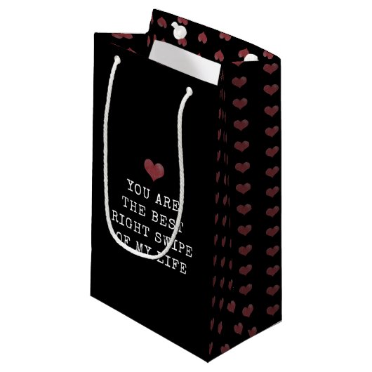 Petit Sac Cadeau La Saint-Valentin au minimum moderne noir (Devant Angle)