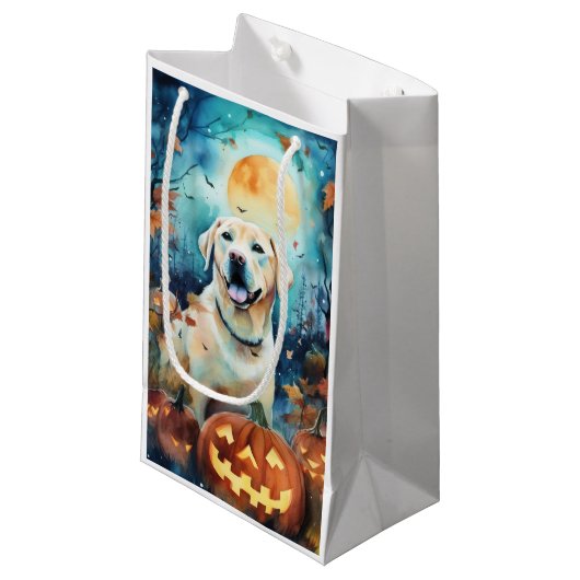 Petit Sac Cadeau Labrador Halloween avec la peur Citrouille (Devant Angle)