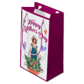 Petit Sac Cadeau Lady Gardening Flowers Fête des mères (Dos Angle)