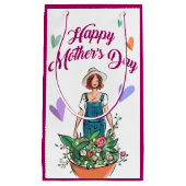 Petit Sac Cadeau Lady Gardening Flowers Fête des mères (Devant)