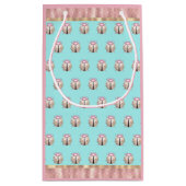 Petit Sac Cadeau Ladybug chevron rose bleu floral mignon (Dos)