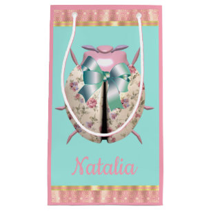 Petit Sac Cadeau Ladybug rose violet floral rose bleu mignon