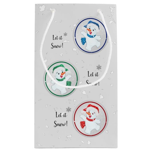 Petit Sac Cadeau Laisser neiger hiver Snowmen dessin (Dos)