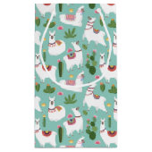 Petit Sac Cadeau Lamas mignons sur le motif turquoise (Dos)