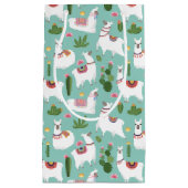 Petit Sac Cadeau Lamas mignons sur le motif turquoise (Devant)