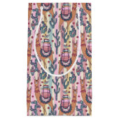 Petit Sac Cadeau Lamas sur le motif de rayures (Devant)