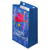 Petit Sac Cadeau L'amour est dans l'Ange de l'Air et les Coeurs (Devant Angle)