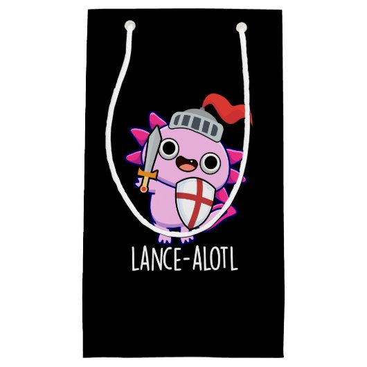 Petit Sac Cadeau Lance-a-lotl Funny Axolotl Knight Pun Dark BG (Devant)