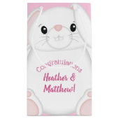 Petit Sac Cadeau Lapin Baby shower rose (Dos)