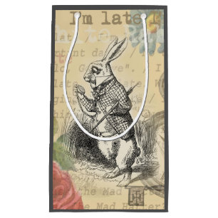 Petit Sac Cadeau Lapin Blanc Aventures d'Alice au Pays des Merveill