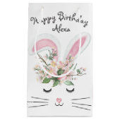 Petit Sac Cadeau Lapin d'anniversaire avec Fleurs et Plaid (Devant)