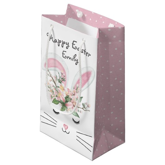Petit Sac Cadeau Lapin de Pâques avec Fleurs (Devant Angle)