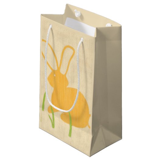 Petit Sac Cadeau Lapin jaune et herbe verte par Chariklia Zarris (Devant Angle)