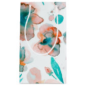 Petit Sac Cadeau L'aquarelle fleurit Teal floral (Devant)