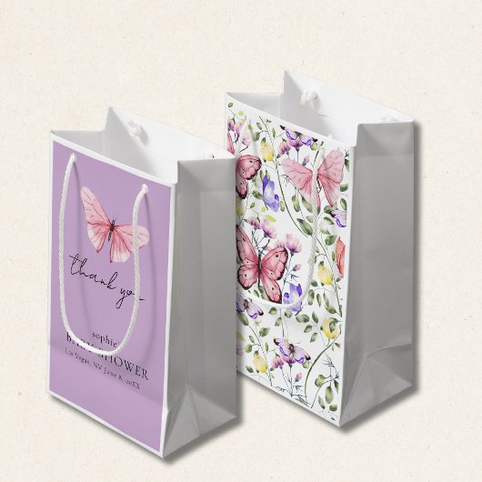 Petit Sac Cadeau Lavender Pink Butterfly Greenery Baby Shower