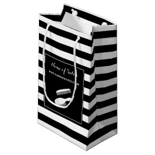 Petit Sac Cadeau Le blanc noir à la mode barre les cheveux et le