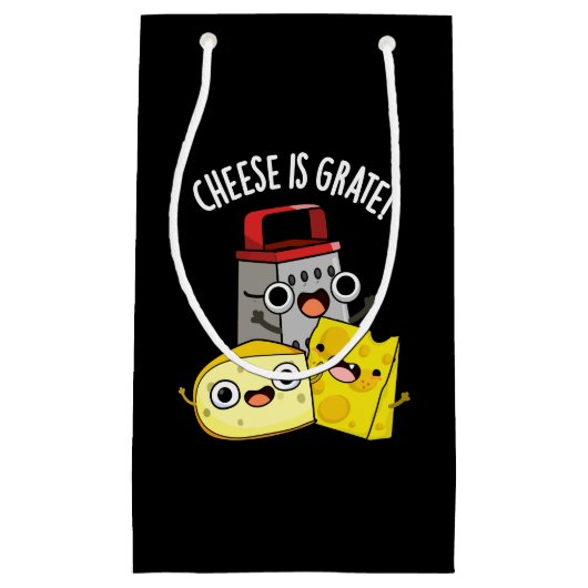 Petit Sac Cadeau Le fromage est Grate Funky Food Pun Dark BG (Devant)