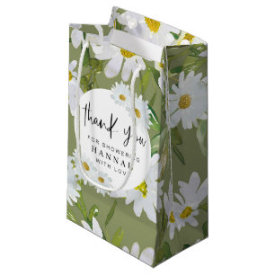 Petit Sac Cadeau Le Merci blanc Baby shower marguerrier privilégie
