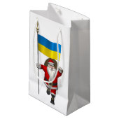 Petit Sac Cadeau Le Père Noël Avec L'Enseigne De L'Ukraine (Devant Angle)