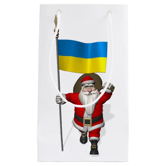 Petit Sac Cadeau Le Père Noël Avec L'Enseigne De L'Ukraine (Devant)