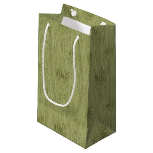 Petit Sac Cadeau Le regard du bambou dans le grain olive en bois de (Devant Angle)