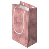 Petit Sac Cadeau Le rose de papillon (Devant Angle)
