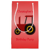 Petit Sac Cadeau Le tracteur rouge ajoutent juste l'anniversaire (Devant)
