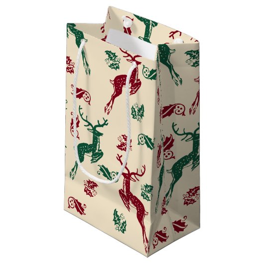 Petit Sac Cadeau Leaping Cerf Et Holly (Devant Angle)