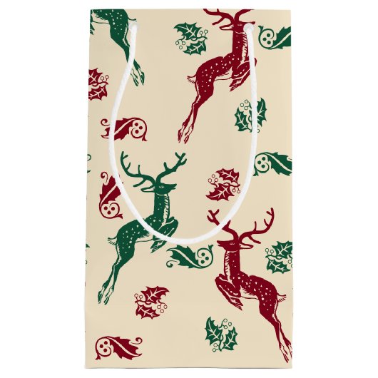 Petit Sac Cadeau Leaping Cerf Et Holly (Devant)