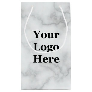 Petit Sac Cadeau L'Élégant Marbre blanc Faux Votre Logo Ici Modèle
