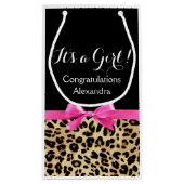 Petit Sac Cadeau Leopard Hot rose Bow C'est un Baby shower Safari f (Dos)