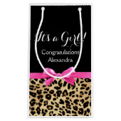 Petit Sac Cadeau Leopard Hot rose Bow C'est un Baby shower Safari f (Devant)