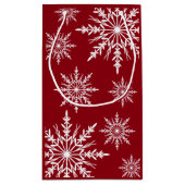 Petit Sac Cadeau Les flocons blancs d'hiver sur Red Happy Holidays (Dos)